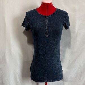 Elegant Dark Blue Short Sleeve Top MM144